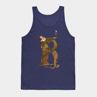 LADY DRAGON WITH FALCON R LETTER Medieval Miniature Tank Top